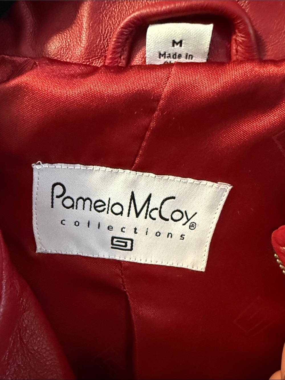 Pamela McCoy Red Leather Zip Jacket - Picture 2 of 7